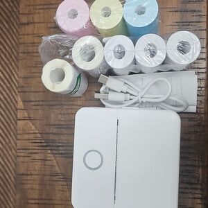 PortableThermal Mini Printer -‎ White With Paper NEW